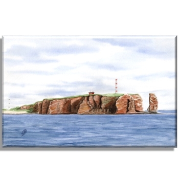 Leinwand 40 x 30 cm Keilrahmen Canvas-Leinen Aquarell Maritim Kunst Druck Kunstdruck Nordsee Insel Helgoland Basstölpel Vögel Lange Anna Felsen